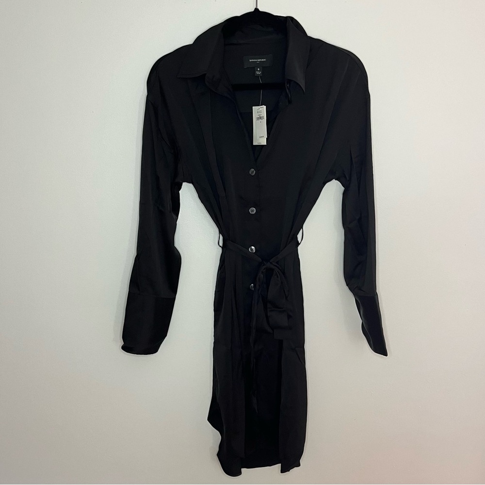 Banana Republic Black Midi Shirt Dress